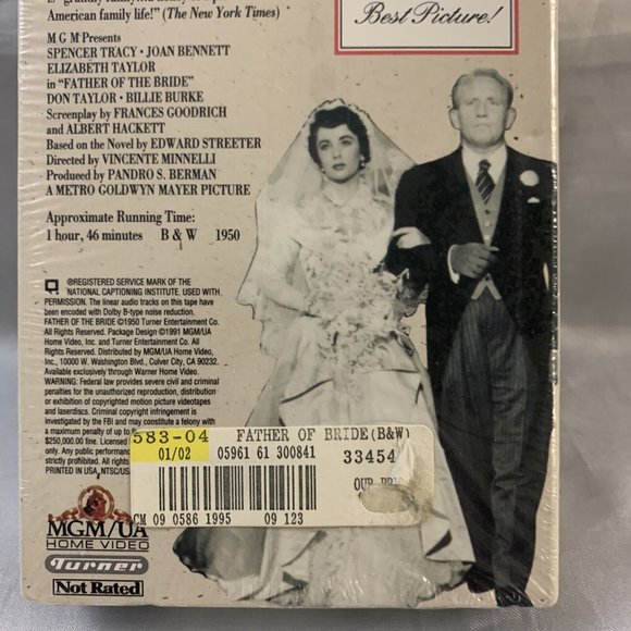 Father of the Bride VHS Tape Spencer Tracy Joan Bennett Elizabeth Taylor SEALED - Picture 6 of 12